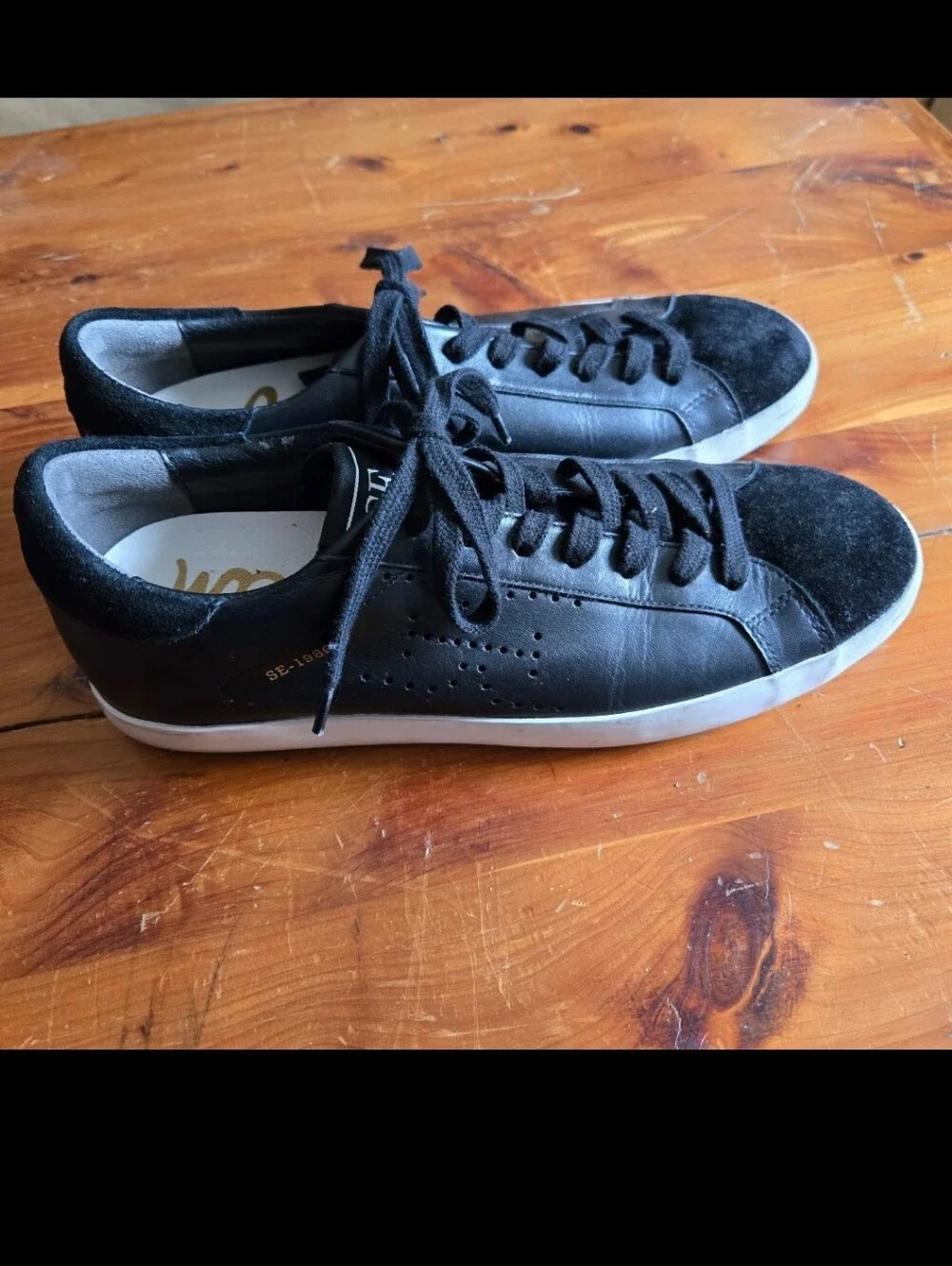 SAM EDELMAN Aubrie fashion sneakers soft black nappa leather Sz 7.5 shoes flats